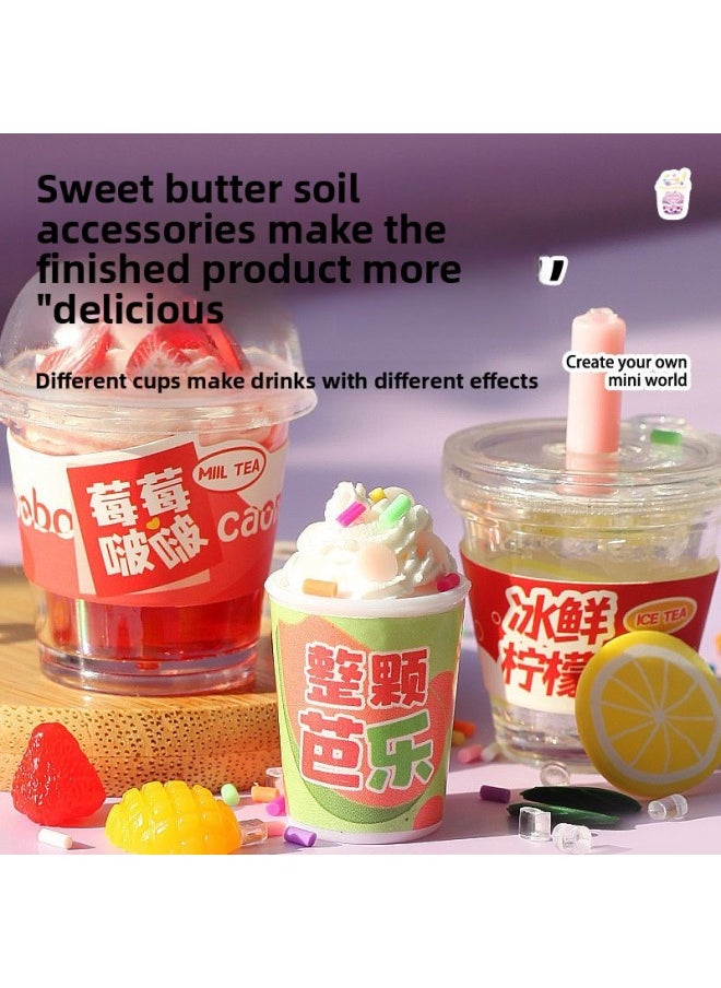 Mr. Toy DIY Mini Milk Tea House Handmade Material Bag Suit Food Play Shop Creative Cream Gel Girl-Color:Mini Milk Tea House  - Image 4