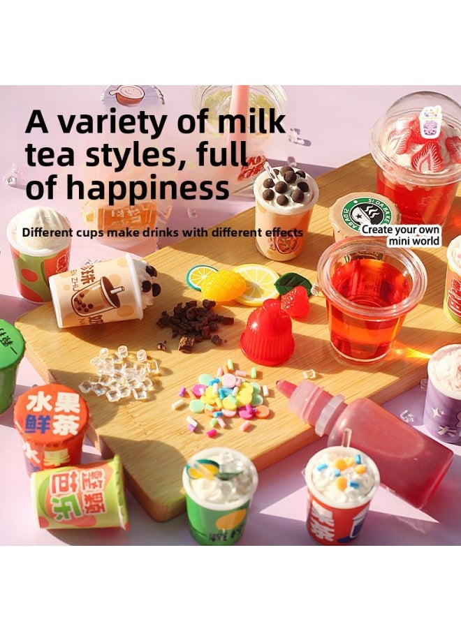 Mr. Toy DIY Mini Milk Tea House Handmade Material Bag Suit Food Play Shop Creative Cream Gel Girl-Color:Mini Milk Tea House  - Image 3