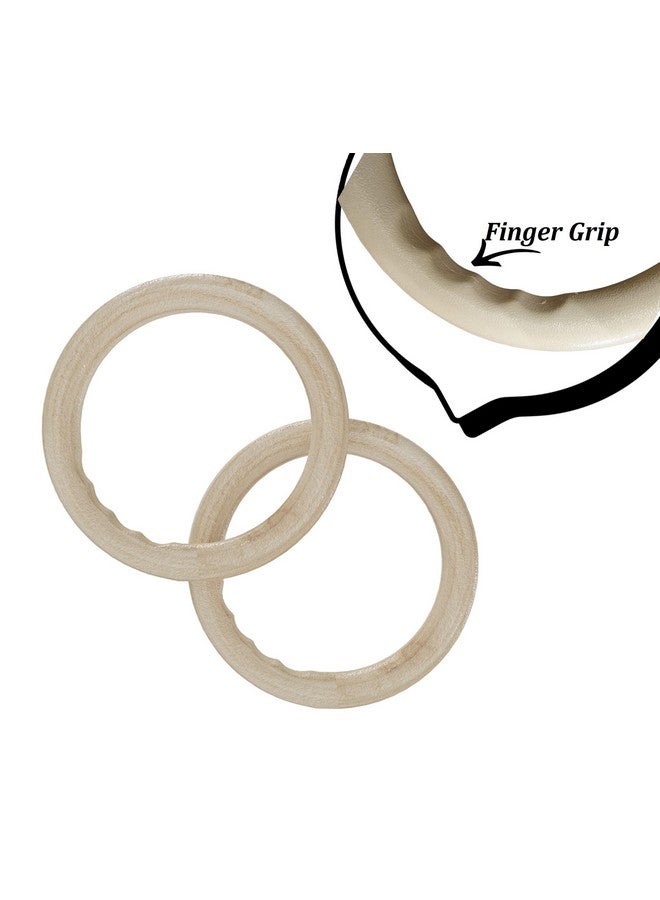 Techhark TechHark® Gymnastic ABS Rings with Heavy Duty Adjustable Strap Capacity with 14.5ft Adjustable Buckle Straps for Cross Fitness Functional Training for Home Gym Full Body Workout (Gym.Ring Off White) - Image 3