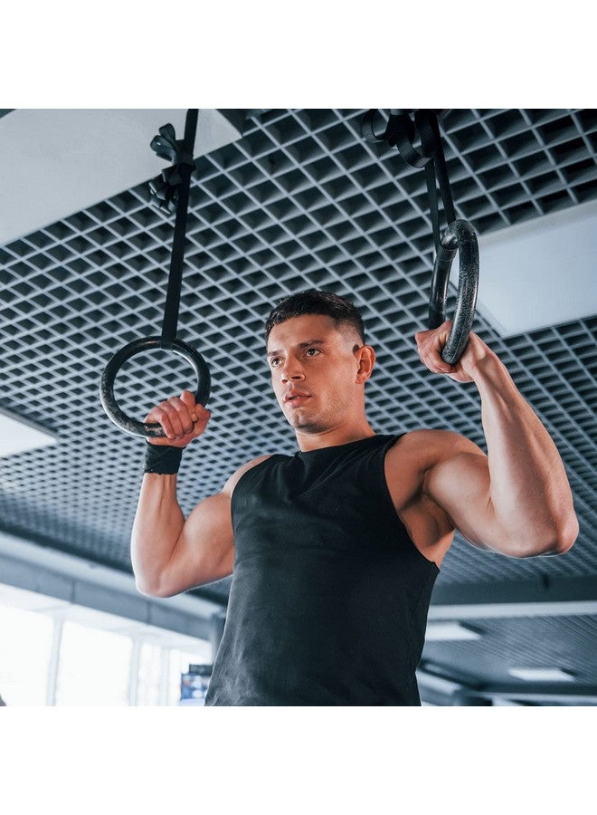 Techhark TechHark® Gymnastic ABS Rings with Heavy Duty Adjustable Strap Capacity with 14.5ft Adjustable Buckle Straps for Cross Fitness Functional Training for Home Gym Full Body Workout (Gym.Ring Off White) - Image 4