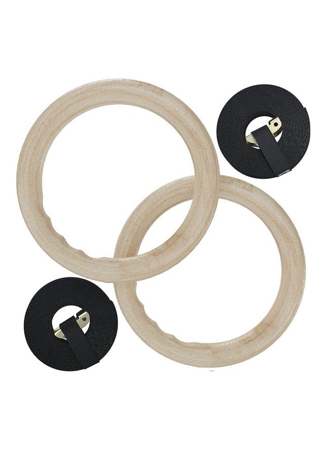 Techhark TechHark® Gymnastic ABS Rings with Heavy Duty Adjustable Strap Capacity with 14.5ft Adjustable Buckle Straps for Cross Fitness Functional Training for Home Gym Full Body Workout (Gym.Ring Off White) - Image 2