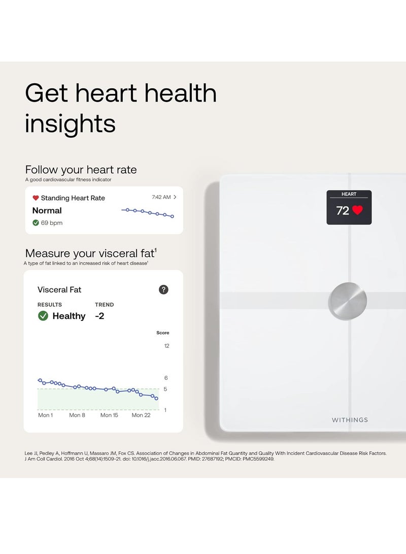 ويذينجز ميزان الجسم الرقمي الذكي - ميزان دقيق لقياس وزن الجسم ونسبة الدهون، مقياس تكوين الجسم عبر الواي فاي والبلوتوث، ميزان وزن الأطفال، ميزان ذكي متوافق مع Apple Health، ميزان حمام - Image 5