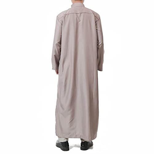 QYUU OTRIEK Men's Saudi Arabic Thobe Jubba Dishdasha Long Sleeve Robe Ramadan Muslim Dress Middle East Islamic Clothing - Image 4