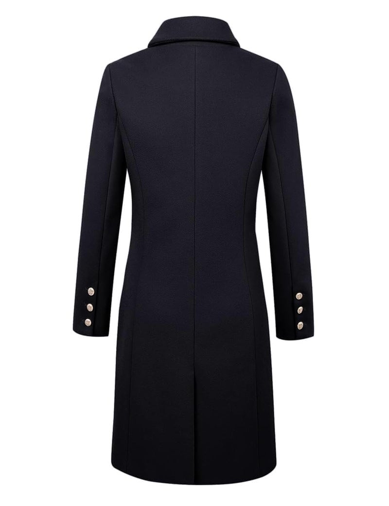 IDEALSANXUN Womens Fall Winter Wool Coats Double Breasted Midi Peacoat Trench Coats(Navy, L) - Image 4