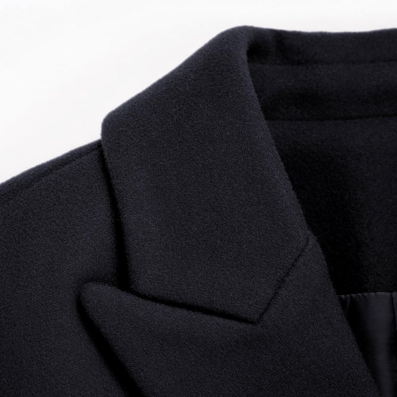IDEALSANXUN Womens Fall Winter Wool Coats Double Breasted Midi Peacoat Trench Coats(Navy, L) - Image 5