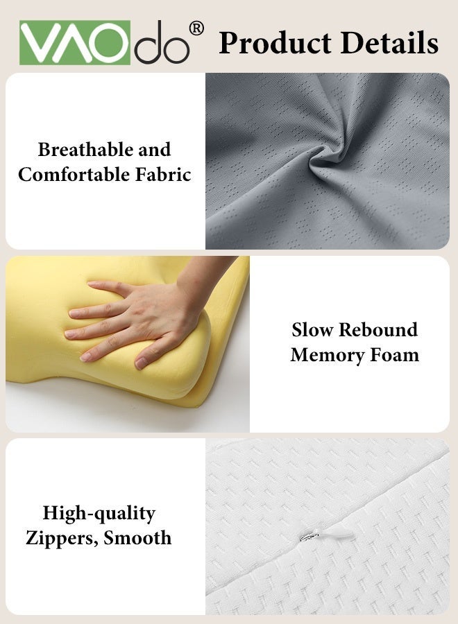 فاو دو وسائد إسفنجية مرنة، وسادة مريحة لتخفيف آلام الرقبة، وسادة سرير للنوم، وسادة عنق للرقبة الجانبية والظهر، لمن ينامون على بطونهم مع غطاء وسادة بارد، وسائد جانبية للبالغين - Image 5