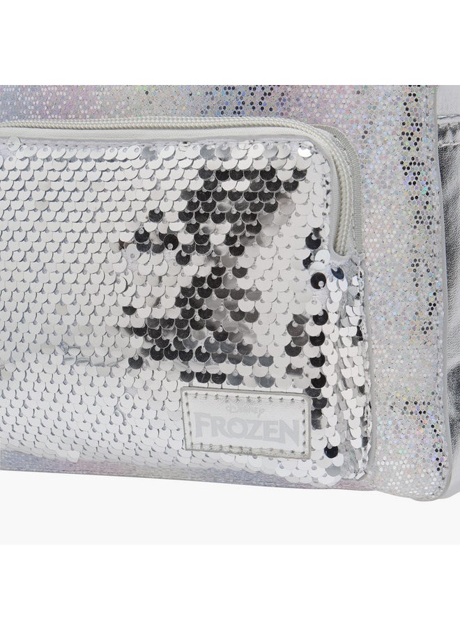 Disney Girls Frozen Sequin Embellished Backpack with Adjustable Shoulder Straps and Zip Closure  - Image 5