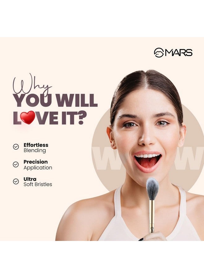 مارس فرشاة بودرة احترافية صغيرة من MARS Artist's Arsenal | شعيرات ناعمة كالريش | الأفضل للمناطق التي يصعب الوصول إليها | شعيرات صناعية دقيقة | فرشاة مكياج بتصميم فاخر (ذهبي) - Image 3