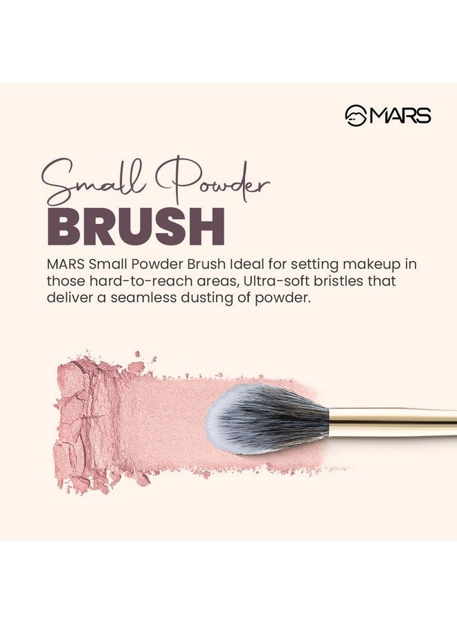 مارس فرشاة بودرة احترافية صغيرة من MARS Artist's Arsenal | شعيرات ناعمة كالريش | الأفضل للمناطق التي يصعب الوصول إليها | شعيرات صناعية دقيقة | فرشاة مكياج بتصميم فاخر (ذهبي) - Image 4