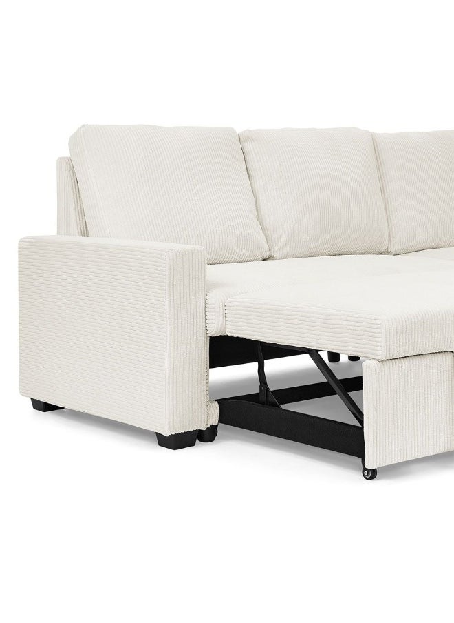 DANUBE HOME Serta Reversible Corner Fabric Sofabed With Storage And Drop Table + Cup Holders Convertible L-Shape Sofa Bed Comfortable Living Room Furniture L216Xw144Xh87Cm - Beige  - Image 2