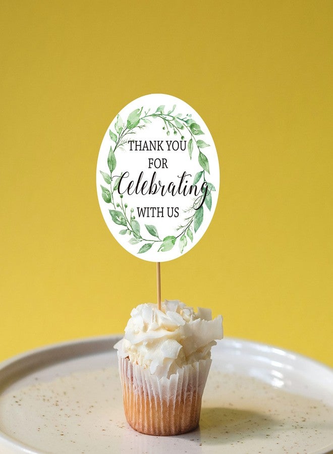 TENTADO Thank You for Celebrating with Us Stickers, 2 Inches Round Thank You Stickers for Wedding Favors, Bridal Showers, Birthdays, Parties and Baby Showers, Pack of 50 - Image 2
