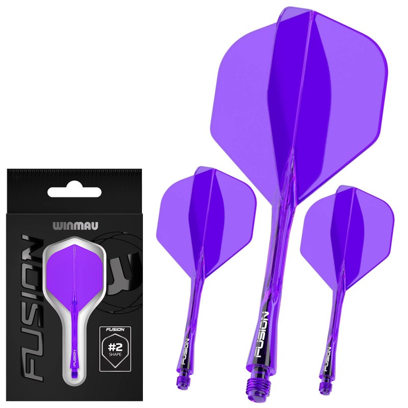Winmau Darts Fusion Integrated Flight & Shaft System - No.2 Shape & Design - Purple Colour, Medium Length - Image 1