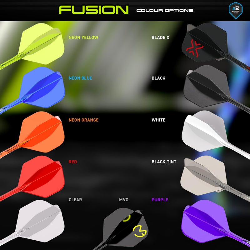 Winmau Darts Fusion Integrated Flight & Shaft System - No.2 Shape & Design - Purple Colour, Medium Length - Image 5