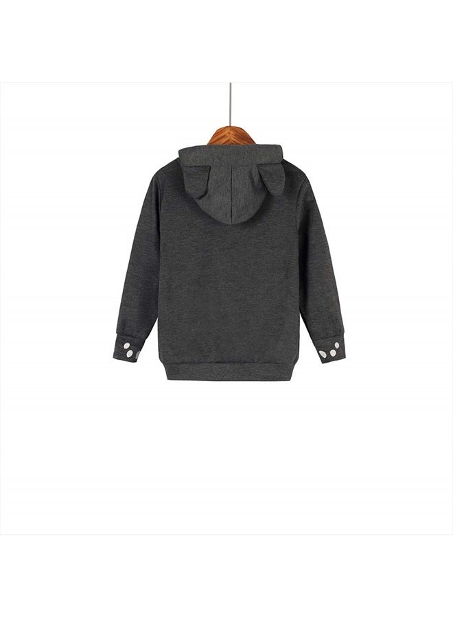 Alyc Boys Girls Hoodies - Pet Holder Kitten Puppy Carriers Pullover Long Sleeve Cat Ear Sweatshirt with Removable Inner Pouch Dark Grey  - Image 2