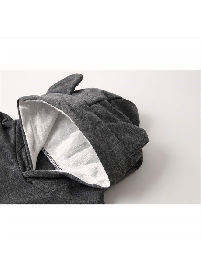 Alyc Boys Girls Hoodies - Pet Holder Kitten Puppy Carriers Pullover Long Sleeve Cat Ear Sweatshirt with Removable Inner Pouch Dark Grey  - Image 3