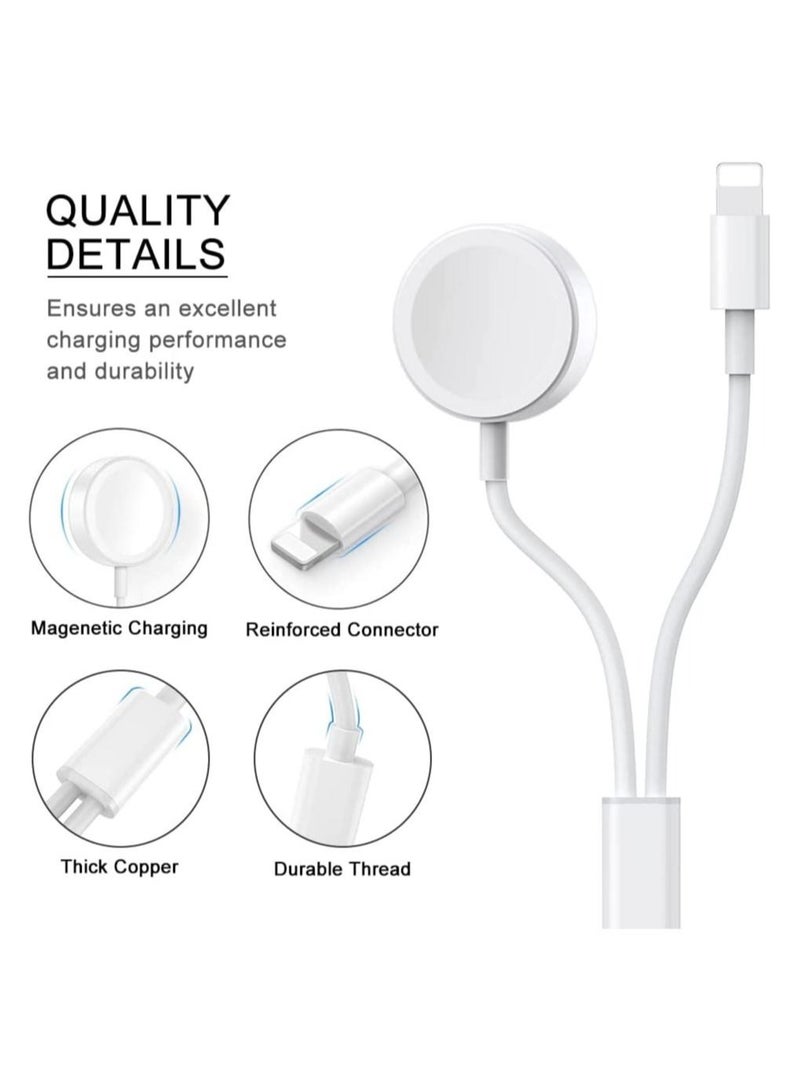 2-in-1 Magnetic Watch Charger Cable for Watch and iPhone – 4.9ft Dual Charging Cord Compatible with Watch Series SE/7/6/5/4/3/2/1 & iPhone 13/12/11 Pro Max/XS Max/XR/XS/X – Portable Fast Charger for Travel & Daily Use - Image 2