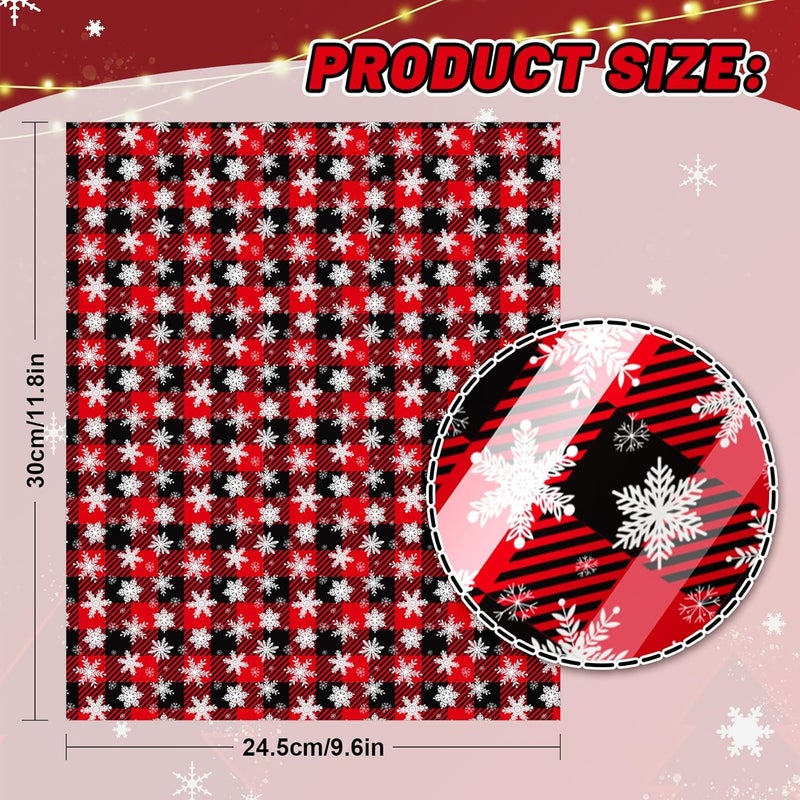 AnyDesign 11 Sheet Christmas Heat Transfer Vinyl Glitter HTV Iron on Vinyl Snowflake Plaid Pattern Adhesive Craft Vinyl for Christmas Holiday DIY Fabric Silhouette Hat Bag Craft Supplies, 9.6 x 11.8 - Image 2