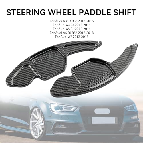 Topteng Steering Wheel Paddle Shifter Extensions for Audi Carbon Fiber Look, ABS Plastic, Fit A3 S3 RS3, A4 S4, A5 S5, A6 S6, A7 S7, A8 S8, Q3 Q5 SQ5 Q7, TT TTS – 2012–2018 Select Models - Image 5