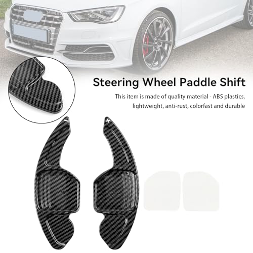 Topteng Steering Wheel Paddle Shifter Extensions for Audi Carbon Fiber Look, ABS Plastic, Fit A3 S3 RS3, A4 S4, A5 S5, A6 S6, A7 S7, A8 S8, Q3 Q5 SQ5 Q7, TT TTS – 2012–2018 Select Models - Image 4