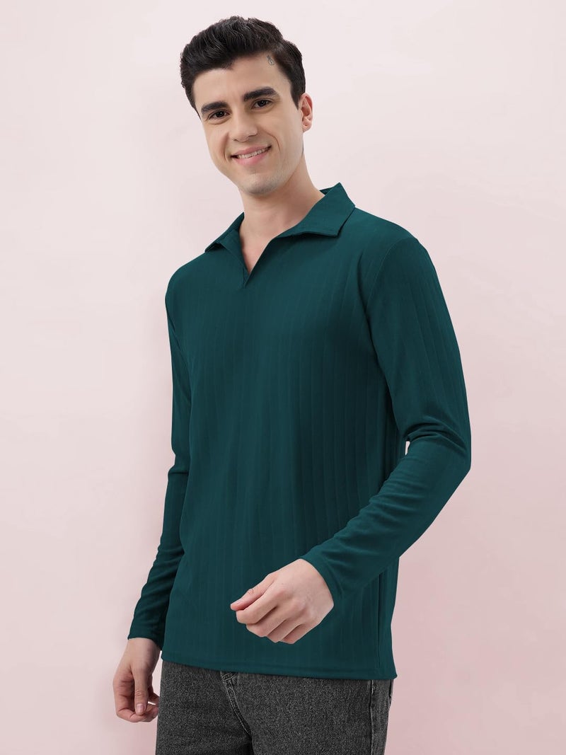 KAJARU Men's Ribbed Knit Polo T-Shirt, Long Sleeve (in, Alpha, 2XL, MOREPINCH) - Image 5
