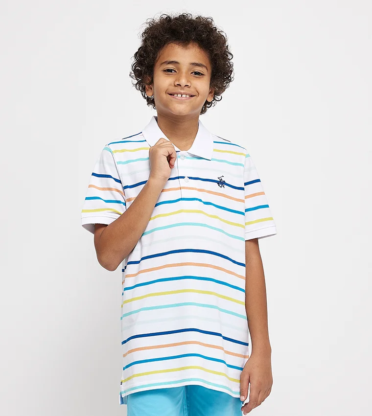 بيفرلي هيلز بولو كلوب تي شيرت بولو بأكمام قصيرة مخططة