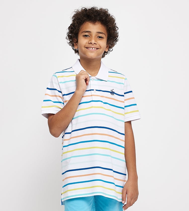 Striped Short Sleeves Polo T-Shirt