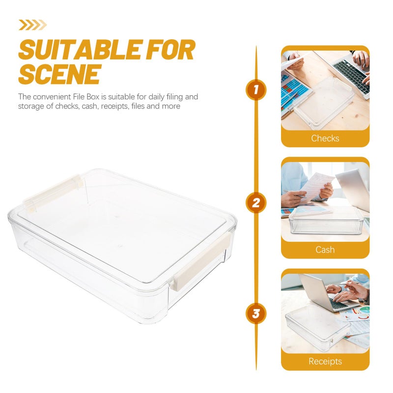 Large Plastic Storage Box with Lid for A4 Documents Office School Filing Stackable File Organizer Container - Image 4