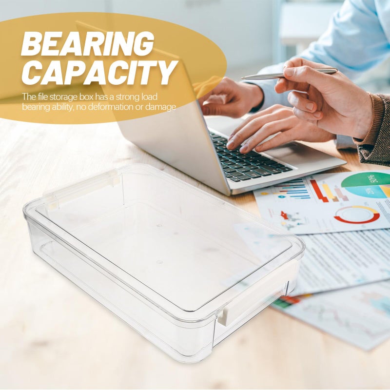 Large Plastic Storage Box with Lid for A4 Documents Office School Filing Stackable File Organizer Container - Image 5