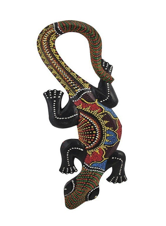WorldBazzar Beautiful Unique Hand Carved Wooden Aboriginal Dot Paint Gecko Lizard Tropical Island Wall Art 20" - Image 1