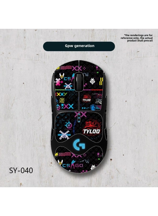 Suitable For GPW Generation Mouse Anti-slip Stickers 1 Generation Cross Pattern Sweat-absorbent Full Bag With Back Stickers Lizard Skin Hair Wholesale-Color:GPW Generation-SY-040 Team Printing/Black Cross Pattern-Full Package  - Image 1
