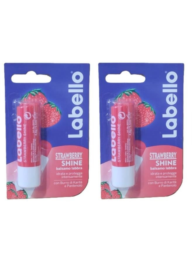 Labello 2 Pcs Labello Strawberry Shine Lip Balm 4.8Gm - Image 1