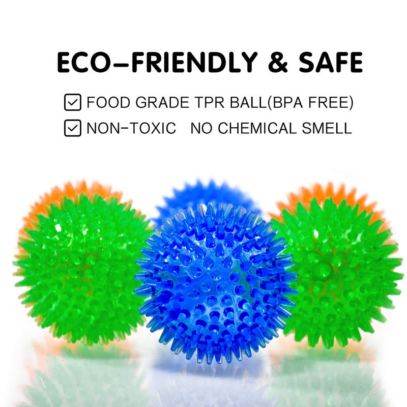 SHARLOVY Squeaky Fetch Spike Balls TPR Toys for Pet Small Dogs Puppy Rubber 6 Pack Bright Colors Chew Teething Toys - Image 2