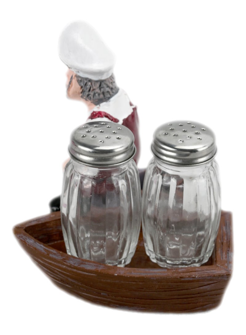 Glass Salt & Pepper Shakers Set, 24 Toothpick Sticks, Sailor Decorative Spice Organizer with Boat Shape Holder, Salt and Pepper Shakers, Figurine Gift for Family, Kitchen, Restaurant (Multicolor)  - Image 2