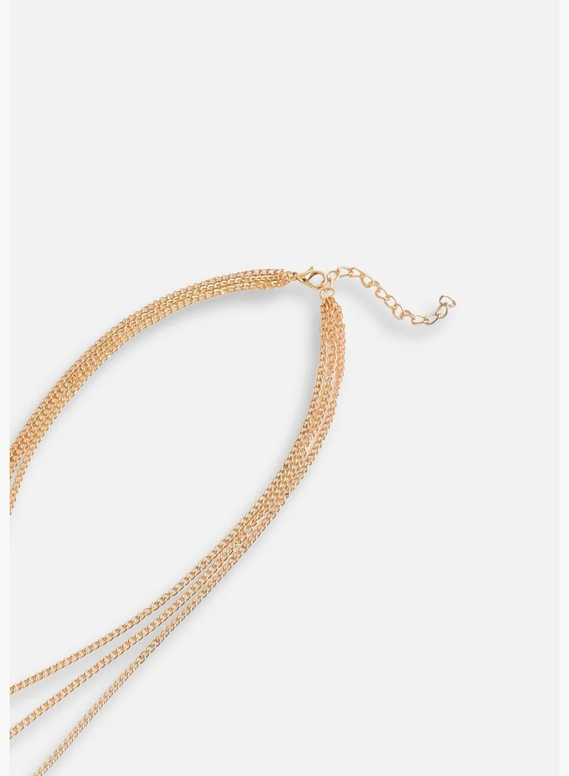 SOHI Set of 3 Gold Plated Designer Stone Party Necklace For Women