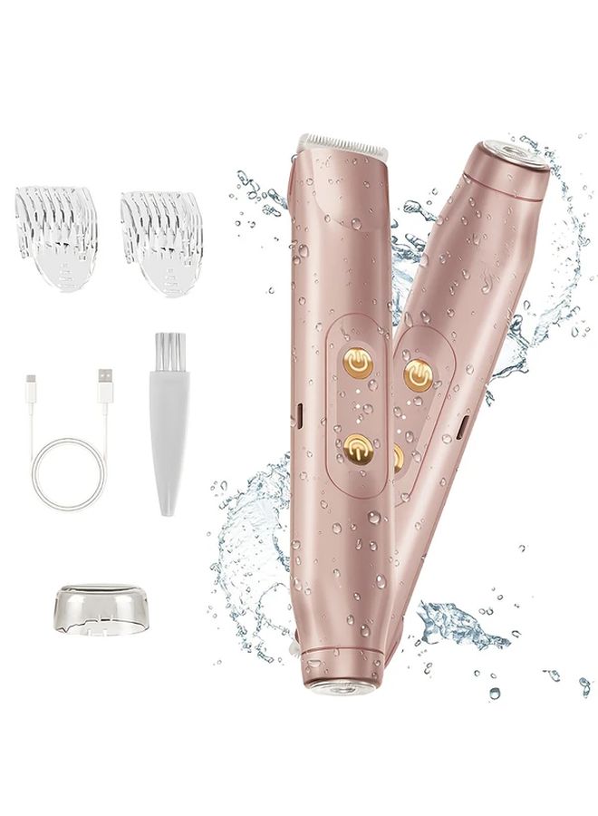 Rose Golden Women Electric Razor USB Rechargeable Bikini Leg Hair Trimmer For Travel - Image 1