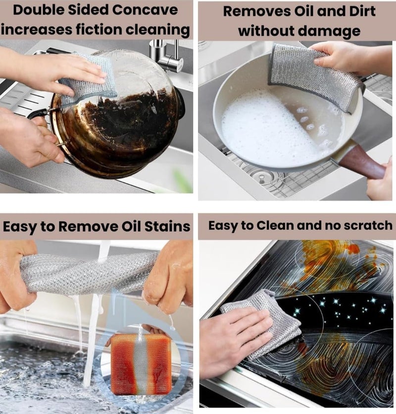 ZOIY (10 Pack Non-Scratch Dish Wash Cloth, Steel Wire Dish Cloth, Wire Dishwashing Rags Stainless Steel Scrubber Non-Scratch Wire Dishcloth for Washing Dishes Sinks Counters - Image 4