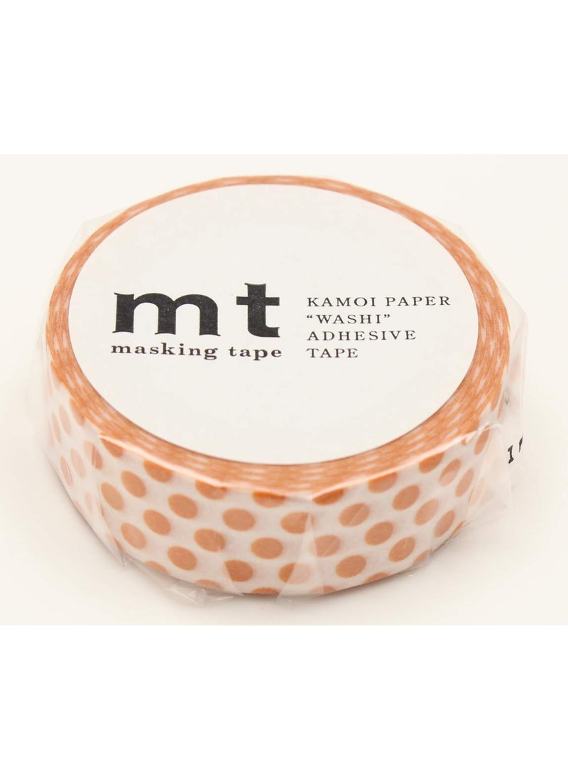 MT - mt Washi Masking Tape Polka Dots, 15 mm x 10 mtrs Shade - Mandarin, (Pack of 1) - Image 1