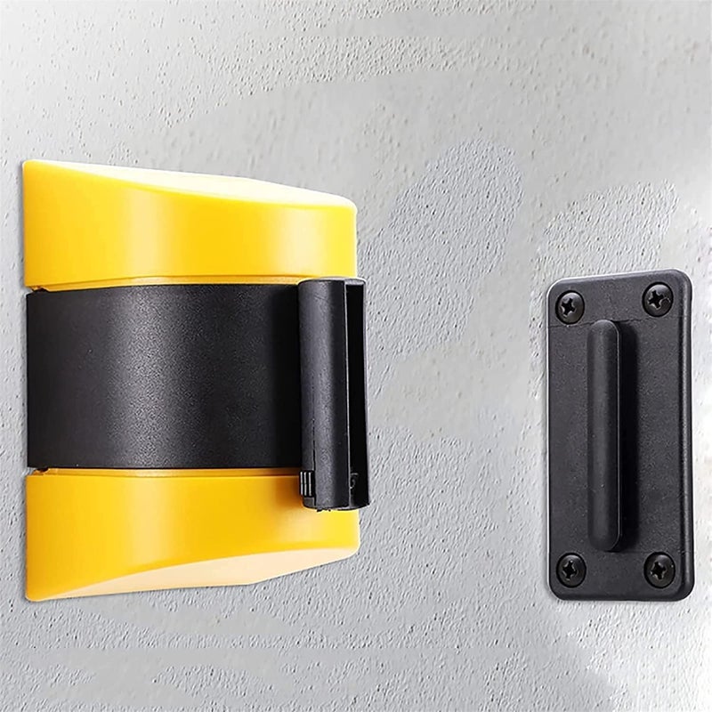 Retractable Belt Barrier 10M Wall Mount Safety Crowd Control Barrier Used in Retail Stores Hotels Yellow and Black Retractable Safety Barrier, - Image 3