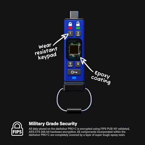iStorage datAshur PRO+C 128GB | Secure USB Type-C Memory Stick | FIPS 140-3 Level 3 Certified | PIN Protected | Type C-A Adapter Included. - Image 3