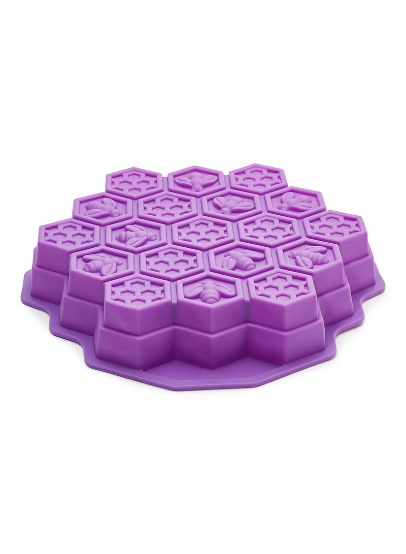 Honeycomb Bee Silicone Cake Mold Purple 30x30x5cm - Image 1