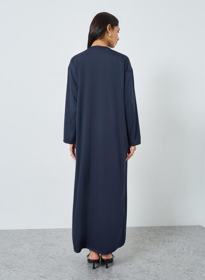 Amirah Navy Blue Open Front Abaya - Image 5