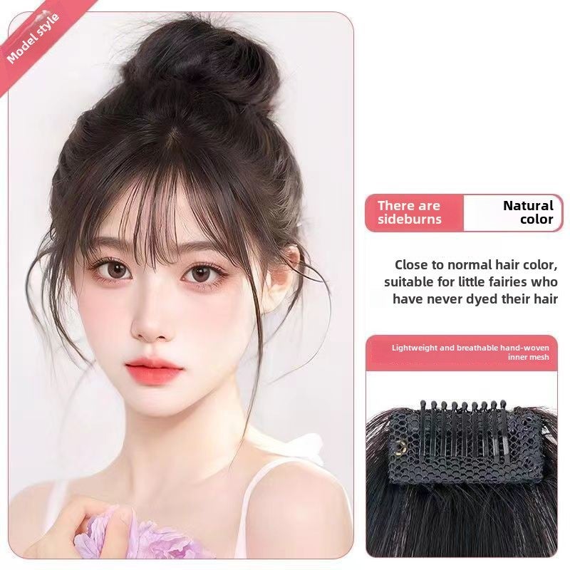 Generic Natural Front French Bangs Hairpiece Black-brown/Dragon whisker bangs