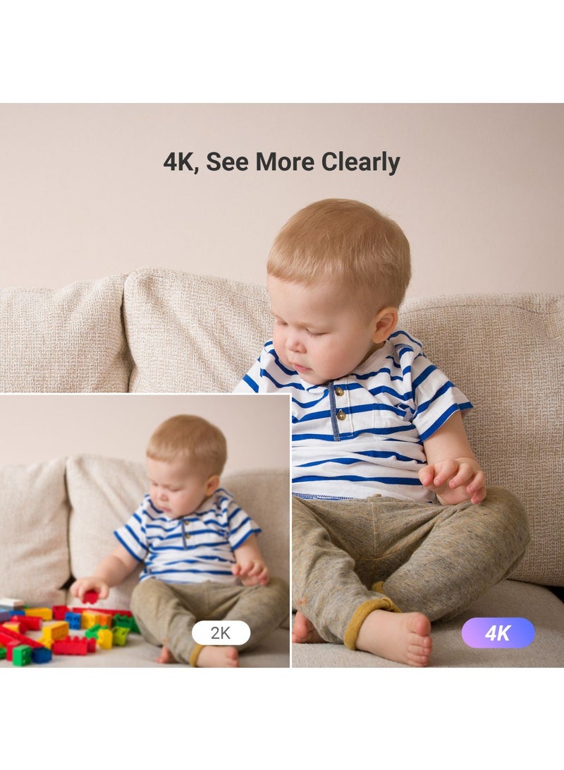 إيزفيز كاميرا أمان C6c، كاميرا CCTV بدقة 4K و8MP للمنزل، كاميرا واي فاي داخلية مع كشف الذكاء الاصطناعي للبشر والحيوانات الأليفة، رؤية ليلية ملونة ذكية، تتبع تلقائي، مكالمات ثنائية الاتجاه، واي فاي مزدوج النطاق 6، تخزين 512GB - Image 2