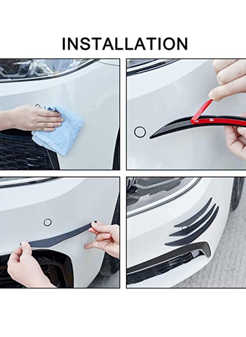 SYOSI Car Bumper Protector, Car Front Edge Bumper Fin Carbon Fiber Exterior Rubber Fins Spoiler Canards Kit for Car Body Auto Anti-Collision Strip Decoration Stickers Accessories for Car (6Pcs)  - Image 3