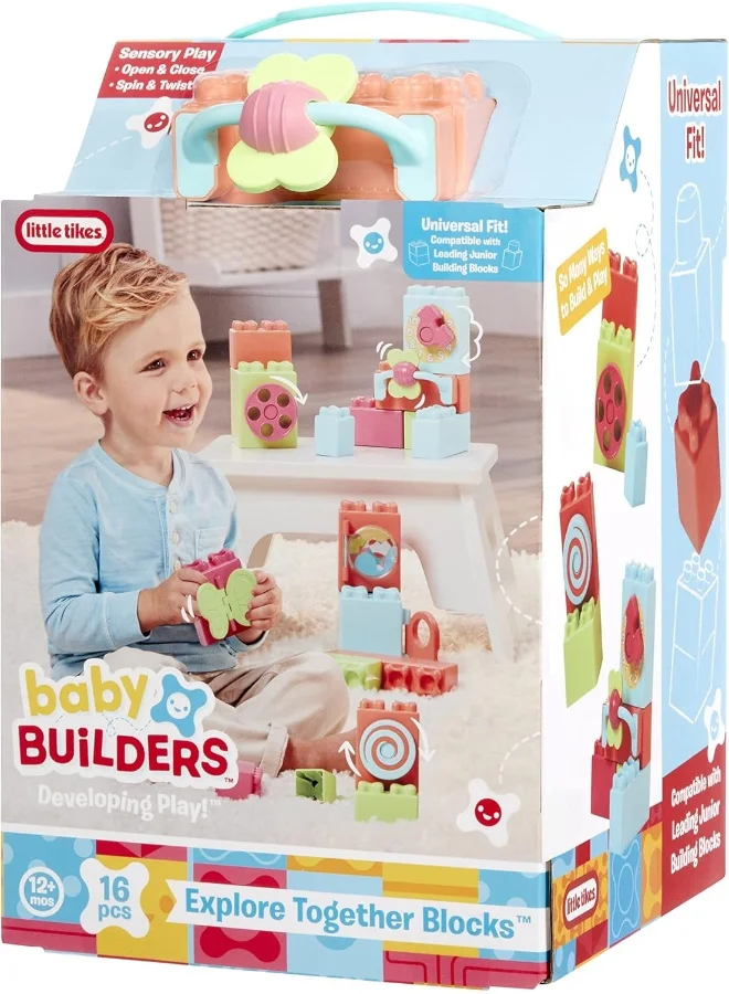 little tikes Baby Builders - Explore Together Blocks First Blocks, 16 Pcs