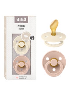 BIBS Colour Latex Pacifiers, Size 2, Anatomical, 2-Pack, Ivory And Blush  - Image 1