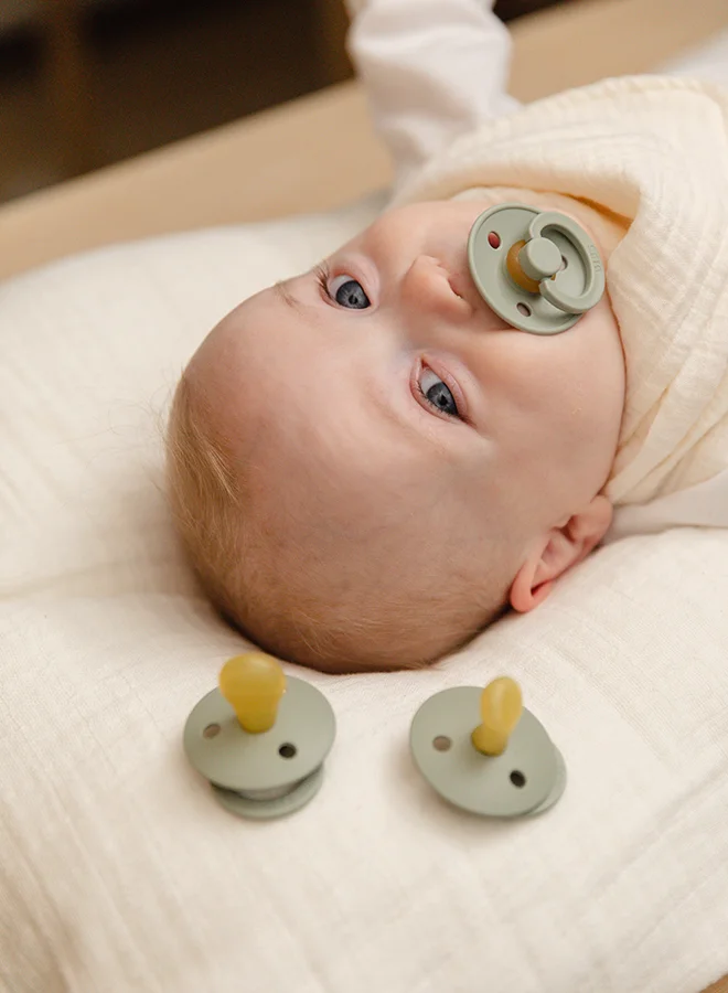 BIBS Colour Latex Pacifiers, Size 2, Anatomical, 2-Pack, Ivory And Blush