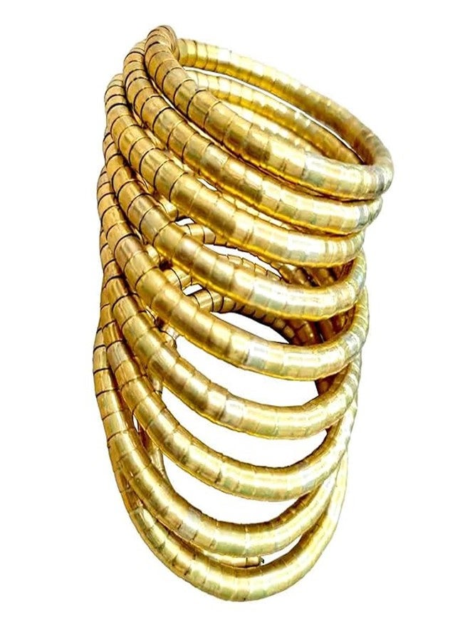 Shivarth Stackable Golden Spiral Hoop Cuff Hand Spring Bracelets One Size For Women & Girls Layer Spiral Bangles - Image 1
