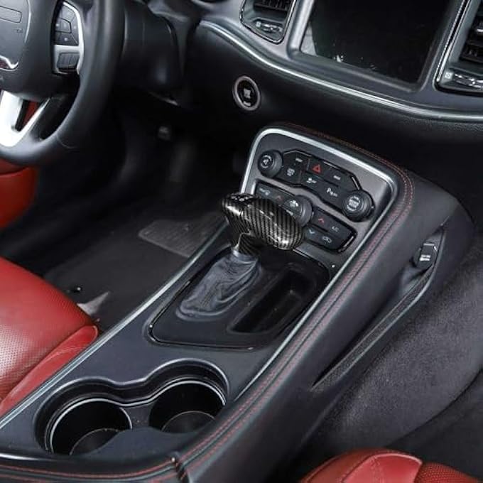 rayihni ABS Carbon Fiber Gear Shift Shifter Knobs Cover Trim Compatible with 20152024 Dodge Challenger Charger 20182024 Durango Interior Accessories - Image 3