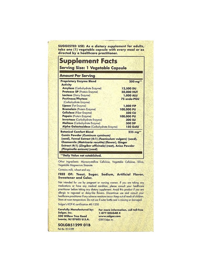 Solgar Comfort Zone Digestive Complex Dietary Supplement - 90 Capsules - Image 2